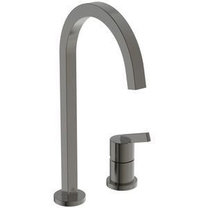 Keukenmengkraan 2-gats m. hoge hoekige uitloop magnetic grey Gusto