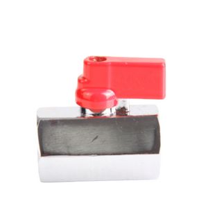Mini kogelafsluiter chr. 1/2" bn. x 1/2" bn. Rood