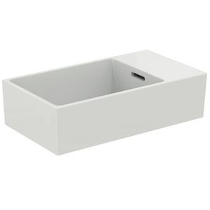 EXTRA fontein 45x25cm rechts zonder kraangat met overloop wit