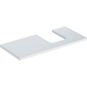 Wastafelblad voor opzetwastafel 105cm wit hoogglans uitsparing afgerond rechts ONE