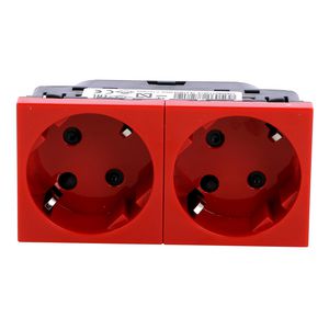 Wandcontactdoos + posp. 2v kv 4 modulen rood Mosaic