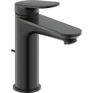 Wave 1-hendel wastafelmengkraan M mat zwart sprong 122mm incl. waste-inrichting