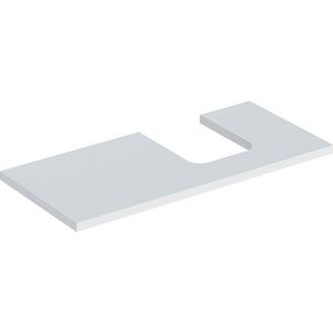 Wastafelblad voor opzetwastafel 105cm mat wit uitsparing afgerond rechts ONE