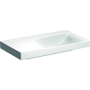 Xeno2 wastafel 90x48cm zonder kraangat zonder overloop aflegvlak links wit Keratect