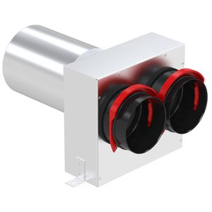 ComfoCase ventielaansluitstuk / roosterbox TVA dubbel recht Ø125/2xØ90mm RLC l=200mm
