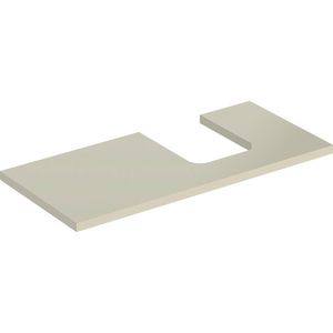 Wastafelblad voor opzetwastafel 105cm zandgrijs hoogglans uitsparing afgerond rechts ONE