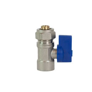 Mini kogelafsluiter vernikkeld 16x2 PEX x 1/2"bn. Blauw