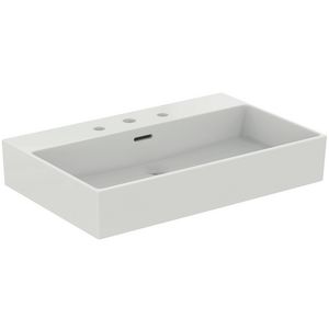 EXTRA wastafel 70cm met 3 kraangaten met overloop wit ideal plus