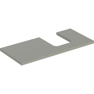 Wastafelblad voor opzetwastafel 105cm greige mat uitsparing afgerond rechts ONE