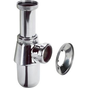 Bekersifon 1.1/4" chroom incl. rozet excl. muurbuis