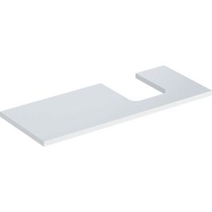 Wastafelblad voor opzetwastafel 120cm wit hoogglans uitsparing afgerond rechts ONE