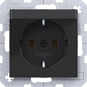 SCHUKO-wandcontactdoos tekstveld steekkl. A.x/C.x nachtzwart