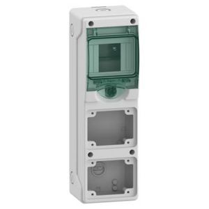 Mini verdeler contactdoos, 1x4 mod. 2 openingen 65x85mm (W)98mm