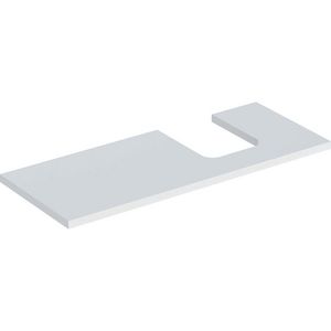 Wastafelblad voor opzetwastafel 120cm mat wit uitsparing afgerond rechts ONE