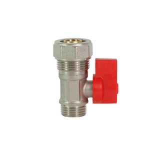 Mini kogelafsluiter vernikkeld 20x2 PEX x 1/2" bt. Rood