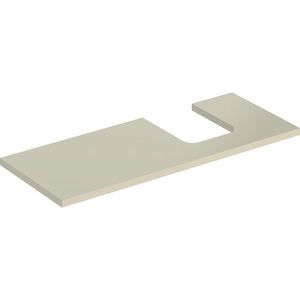Wastafelblad voor opzetwastafel 120cm zandgrijs hoogglans uitsparing afgerond rechts ONE