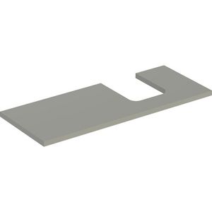Wastafelblad voor opzetwastafel 120cm greige mat uitsparing afgerond rechts ONE