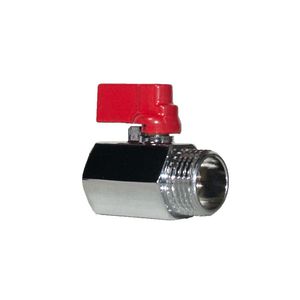 Mini kogelafsluiter chr. 1/2" bn. x 1/2" bt. Rood