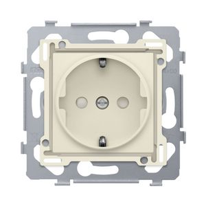 Stopcontact 71x71mm insteek sokkel/afw.set cream