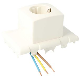 Montagedeksel LU creme met enkelvoudige wandcontactdoos tbv universele lasdoos