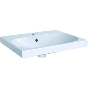Acanto wastafel 60x48cm met kraangat + overloop wit