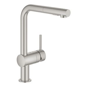 Minta keukenmengkraan L-uitloop supersteel (rvs look) uittrekbdualspray