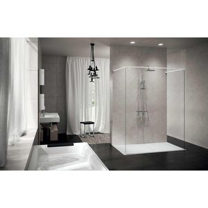 Basiswand kuadra 156cm satin glas brushed inox