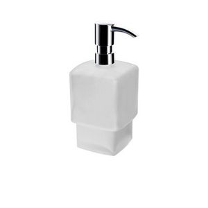 Loft zeepdispenser voor reling flacon gesat. glas chroom