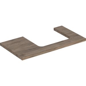 Wastafelblad voor opzetwastafel 75cm noten hickory uitsparing rechthoekig gecentreerd ONE
