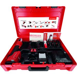 ROMAX NANO set persmachine + iJAWs persbekken SV 15-22-28mm incl. 1x 2Ah accu CAS