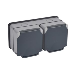 Wandcontactdoos 2x IP66 13A 250V grijs Plexo 66