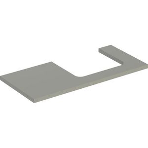Wastafelblad voor opzetwastafel 105cm greige mat uitsparing rechthoekig rechts ONE