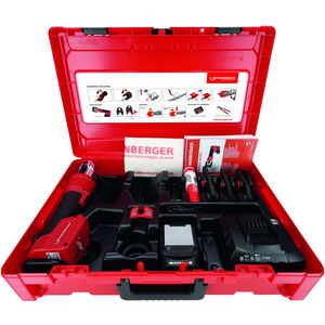 ROMAX NANO set persmachine + iJAW persbekken TH 16-20-26mm incl. 1x 2Ah accu CAS