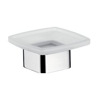 Loft zeephouder zeepschaal kristalglas gesat. staand chroom