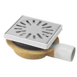 ABS doucheput 146x146mm ZU. 50mm RVS rooster verstelbaar