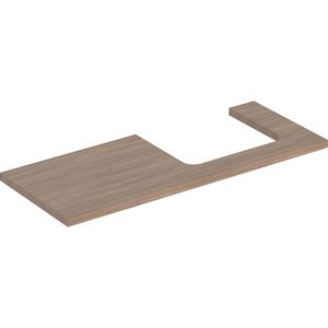 Wastafelblad voor opzetwastafel 120cm eiken uitsparing rechthoekig rechts ONE