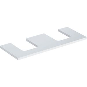 Wastafelblad voor opzetwastafel 120cm wit hoogglans uitsparing afgerond links + rechts ONE