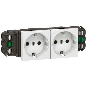 Wandcontactdoos 2v kv zijsteek 4 modulen wit Mosaic
