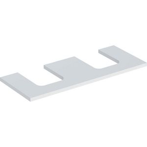 Wastafelblad voor opzetwastafel 120cm mat wit uitsparing afgerond links + rechts ONE