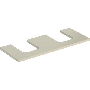 Wastafelblad voor opzetwastafel 120cm zandgrijs hoogglans uitsparing afgerond links + rechts ONE
