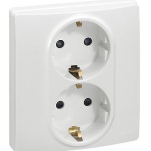 Wandcontactdoos Randaarde 2-voudig verticaal wit Niloe