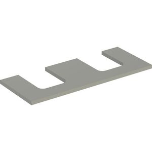 Wastafelblad voor opzetwastafel 120cm greige mat uitsparing afgerond links + rechts ONE