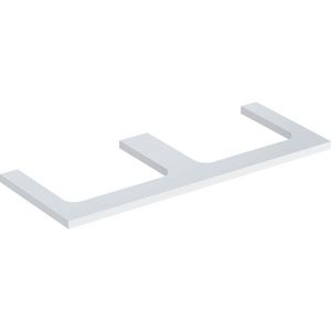 Wastafelblad voor opzetwastafel 120cm wit hoogglans uitsparing rechthoekig links + rechts ONE