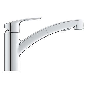 Eurosmart keukenmengkraan lage uitloop sprong 227mm 1-hendel chroom+uittrekbare handdouche (prof)