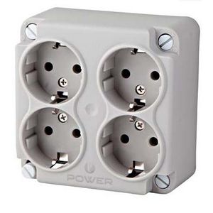 Deksel kabeldoosincl. 4vdg contactdoos bedraad grijs