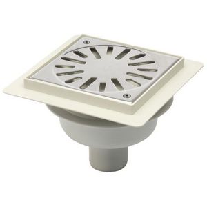ABS put 146x146mm OU. 50mm met RVS rooster vastgezet verstelbaar