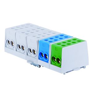 Verbindingsklem 35mm 5-polig 5x2 in-5x2 uit 3xgrijs 1xbl 1xgroen