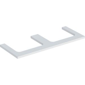Wastafelblad voor opzetwastafel 120cm mat wit uitsparing rechthoekig links + rechts ONE