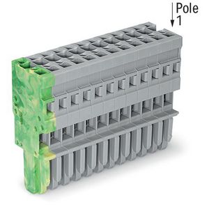 1-draads female steker CAGE CLAMP 4mm2 grijs/groen-g VVE=10