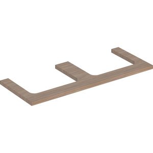Wastafelblad voor opzetwastafel 120cm eiken uitsparing rechthoekig links + rechts ONE